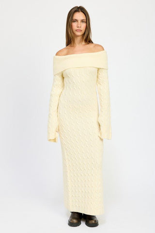 Off Shoulder Maxi Cable Dress from Maxi Dresses collection you can buy now from Fashion And Icon online shop