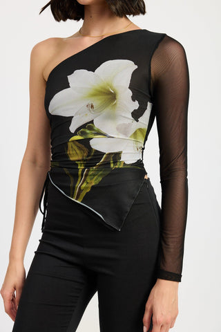 One Sleeve Asymmetrical Floral Top from Asymmetrical Top collection you can buy now from Fashion And Icon online shop