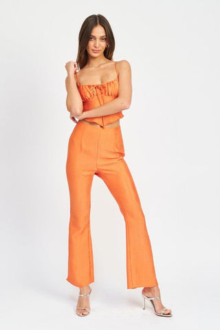 Orange Flare High Rise Pants from Pants collection you can buy now from Fashion And Icon online shop