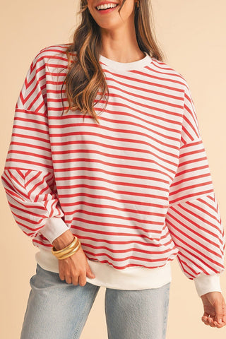 Oversized Crew Neck Striped Sweatshirt from Long Sleeve Top collection you can buy now from Fashion And Icon online shop