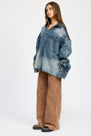 Oversized Denim Jacket With Buttons from collection you can buy now from Fashion And Icon online shop