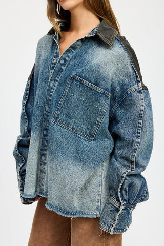 Oversized Denim Jacket With Buttons from collection you can buy now from Fashion And Icon online shop