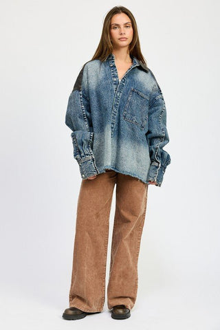 Oversized Denim Jacket With Buttons from collection you can buy now from Fashion And Icon online shop