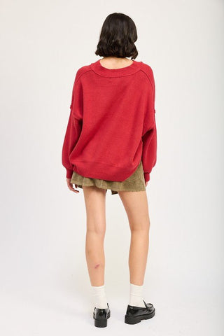 Oversized V - Neck Sweater from Sweaters collection you can buy now from Fashion And Icon online shop