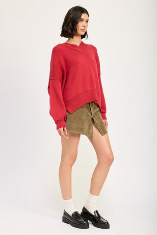 Oversized V - Neck Sweater from Sweaters collection you can buy now from Fashion And Icon online shop