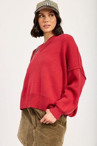 Oversized V - Neck Sweater from Sweaters collection you can buy now from Fashion And Icon online shop