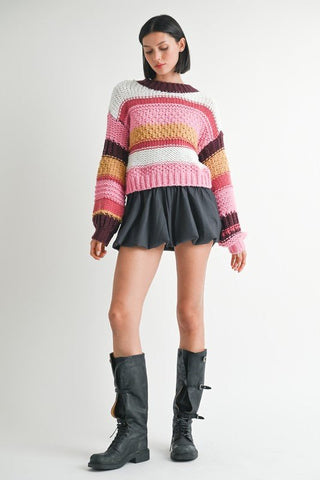 Pink Striped Sweater from Long Sleeve Top collection you can buy now from Fashion And Icon online shop