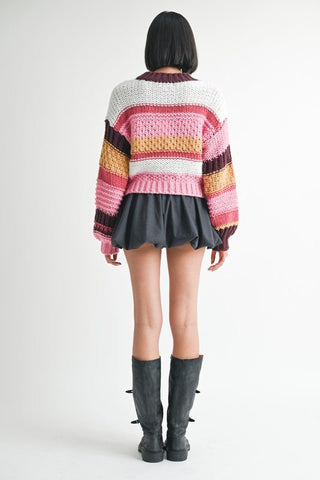 Pink Striped Sweater from Long Sleeve Top collection you can buy now from Fashion And Icon online shop