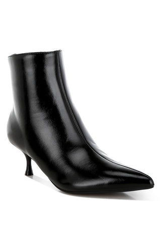 Pointed Toe Faux Leather Kitten Heel Ankle Boots from collection you can buy now from Fashion And Icon online shop