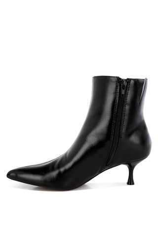 Pointed Toe Faux Leather Kitten Heel Ankle Boots from collection you can buy now from Fashion And Icon online shop