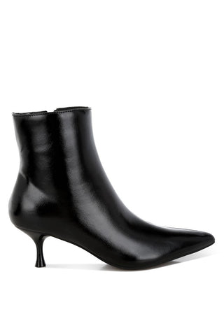 Pointed Toe Faux Leather Kitten Heel Ankle Boots from collection you can buy now from Fashion And Icon online shop