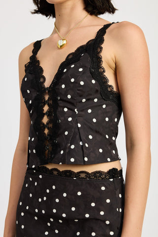 Polka Dot Lace - Trimmed Corset Top from Sleeveless Top collection you can buy now from Fashion And Icon online shop