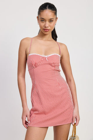 Red Gingham Mini Summer Dress from Mini Dresses collection you can buy now from Fashion And Icon online shop