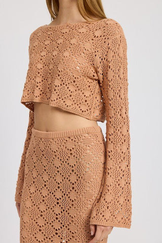 Rose Long Sleeve crochet crop top from Blouses collection you can buy now from Fashion And Icon online shop