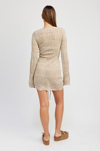 RUCHED CROCHET MINI DRESS from collection you can buy now from Fashion And Icon online shop