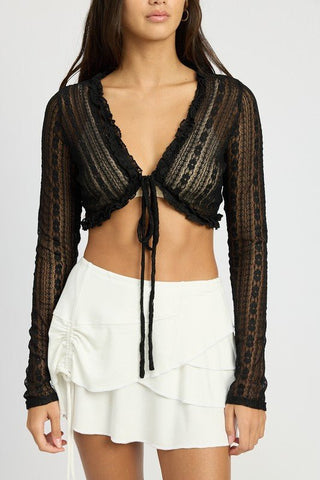 Ruffle Lace Cardigan from Cardigans collection you can buy now from Fashion And Icon online shop