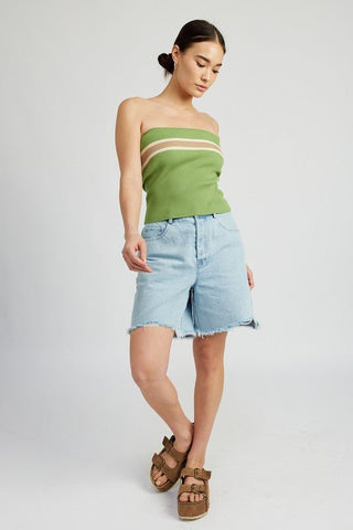 Sage Striped Tube Top from Knit Tops collection you can buy now from Fashion And Icon online shop