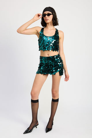 Sequin Mini Skirt with Side Slit from Mini Skirts collection you can buy now from Fashion And Icon online shop