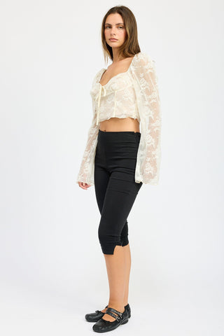 Sheer Lace Corset Top with Floral Long Sleeves from Long Sleeve Top collection you can buy now from Fashion And Icon online shop