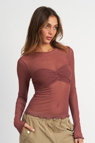 Sheer Long Sleeve Top from Blouses collection you can buy now from Fashion And Icon online shop