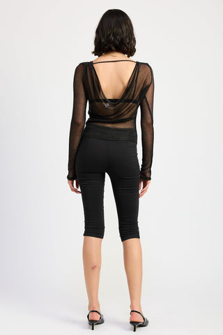 Sheer Mesh Long Sleeve Top with Draped Back from Blouses collection you can buy now from Fashion And Icon online shop