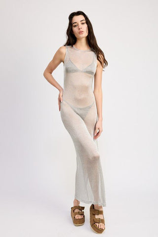 Silver Sheer Maxi Dress from Maxi Dresses collection you can buy now from Fashion And Icon online shop