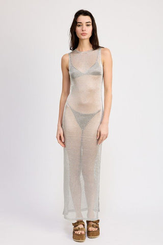 Silver Sheer Maxi Dress from Maxi Dresses collection you can buy now from Fashion And Icon online shop