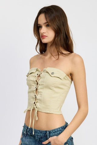 Sleeveless Lace Up Corset Top from Crop Tops collection you can buy now from Fashion And Icon online shop