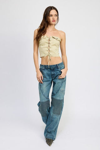 Sleeveless Lace Up Corset Top from Crop Tops collection you can buy now from Fashion And Icon online shop