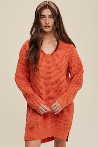 Slouchy V - neck Ribbed Knit Sweater from collection you can buy now from Fashion And Icon online shop