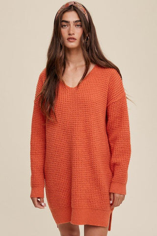 Slouchy V - neck Ribbed Knit Sweater from collection you can buy now from Fashion And Icon online shop