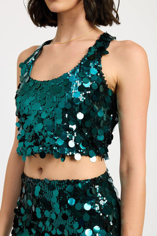 Sparkly Cropped Sequin Tank Top from Sleeveless Top collection you can buy now from Fashion And Icon online shop