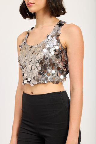 Sparkly Cropped Sequin Tank Top from Sleeveless Top collection you can buy now from Fashion And Icon online shop