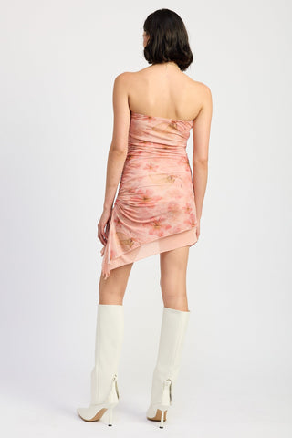 Strapless Floral Asymmetrical Mini Dress from Mini Dresses collection you can buy now from Fashion And Icon online shop