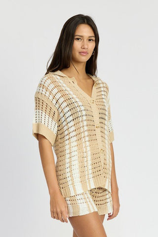 Striped Crochet Shirt from Knit Tops collection you can buy now from Fashion And Icon online shop