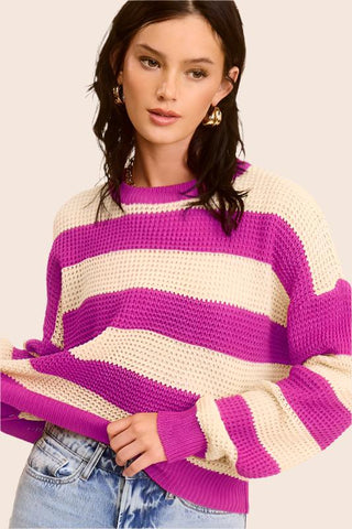 Striped Round Neck Loose Fit Sweater from collection you can buy now from Fashion And Icon online shop