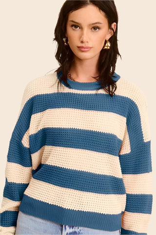 Striped Round Neck Loose Fit Sweater from collection you can buy now from Fashion And Icon online shop