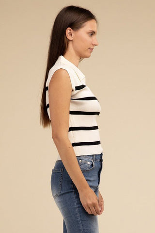 Striped Sleeveless Polo Top from Polo Vest collection you can buy now from Fashion And Icon online shop