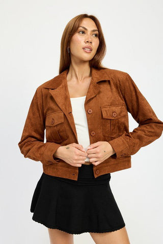 Suede Jacket With Pockets from Faux Leather Jacket collection you can buy now from Fashion And Icon online shop