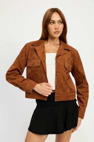 Suede Jacket With Pockets from Faux Leather Jacket collection you can buy now from Fashion And Icon online shop