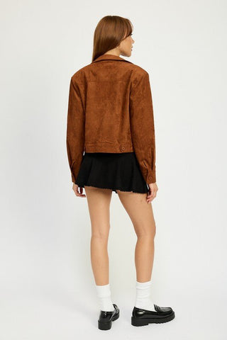 Suede Jacket With Pockets from Faux Leather Jacket collection you can buy now from Fashion And Icon online shop