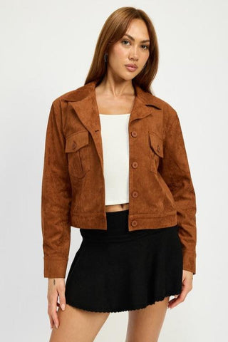 Suede Jacket With Pockets from Faux Leather Jacket collection you can buy now from Fashion And Icon online shop