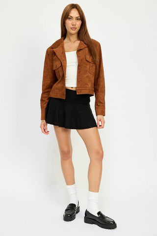 Suede Jacket With Pockets from Faux Leather Jacket collection you can buy now from Fashion And Icon online shop