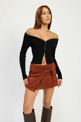 Suede Wrap Mini Skirt with Belt from Mini Skirts collection you can buy now from Fashion And Icon online shop