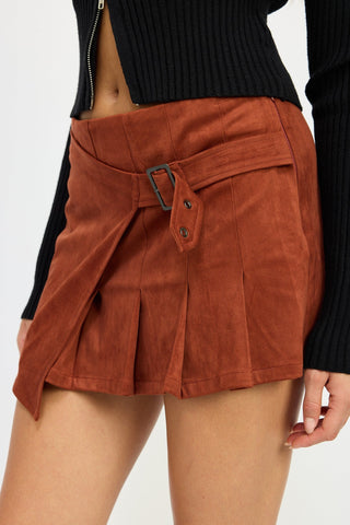 Suede Wrap Mini Skirt with Belt from Mini Skirts collection you can buy now from Fashion And Icon online shop