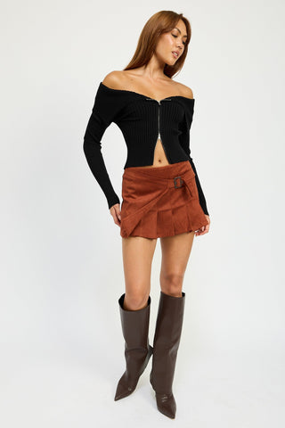 Suede Wrap Mini Skirt with Belt from Mini Skirts collection you can buy now from Fashion And Icon online shop