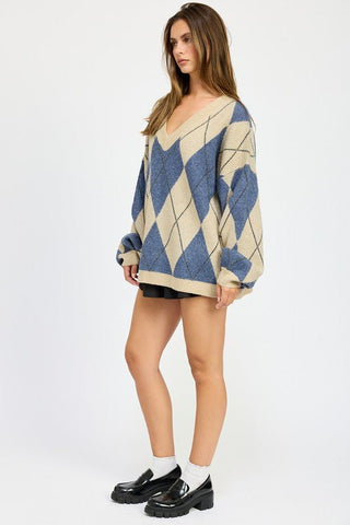 Tan Argyle Sweater from Sweaters collection you can buy now from Fashion And Icon online shop