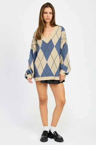 Tan Argyle Sweater from Sweaters collection you can buy now from Fashion And Icon online shop