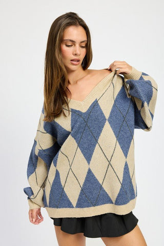 Tan Argyle Sweater from Sweaters collection you can buy now from Fashion And Icon online shop