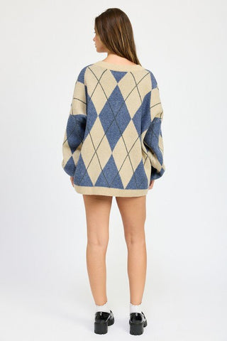 Tan Argyle Sweater from Sweaters collection you can buy now from Fashion And Icon online shop